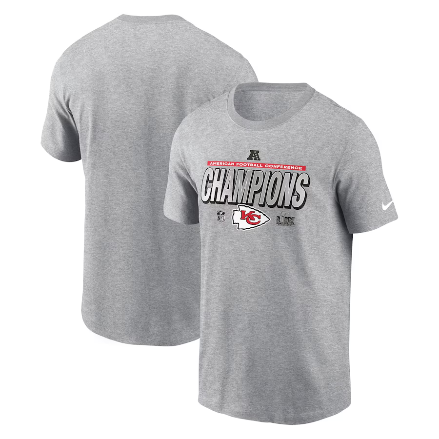 Men NFL Kansas City Chiefs grey T shirts style 3->nfl t-shirts->Sports Accessory